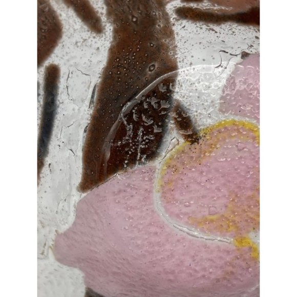 Vintage Sydenstricker Fused Glass Pink Flower Trinket Dish Bowl - Picture 3 of 4